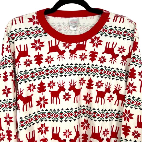 Hanna Andersson Dear Deer Reindeer Organic Cotton Pajamas Red White Size Large - Picture 3 of 13